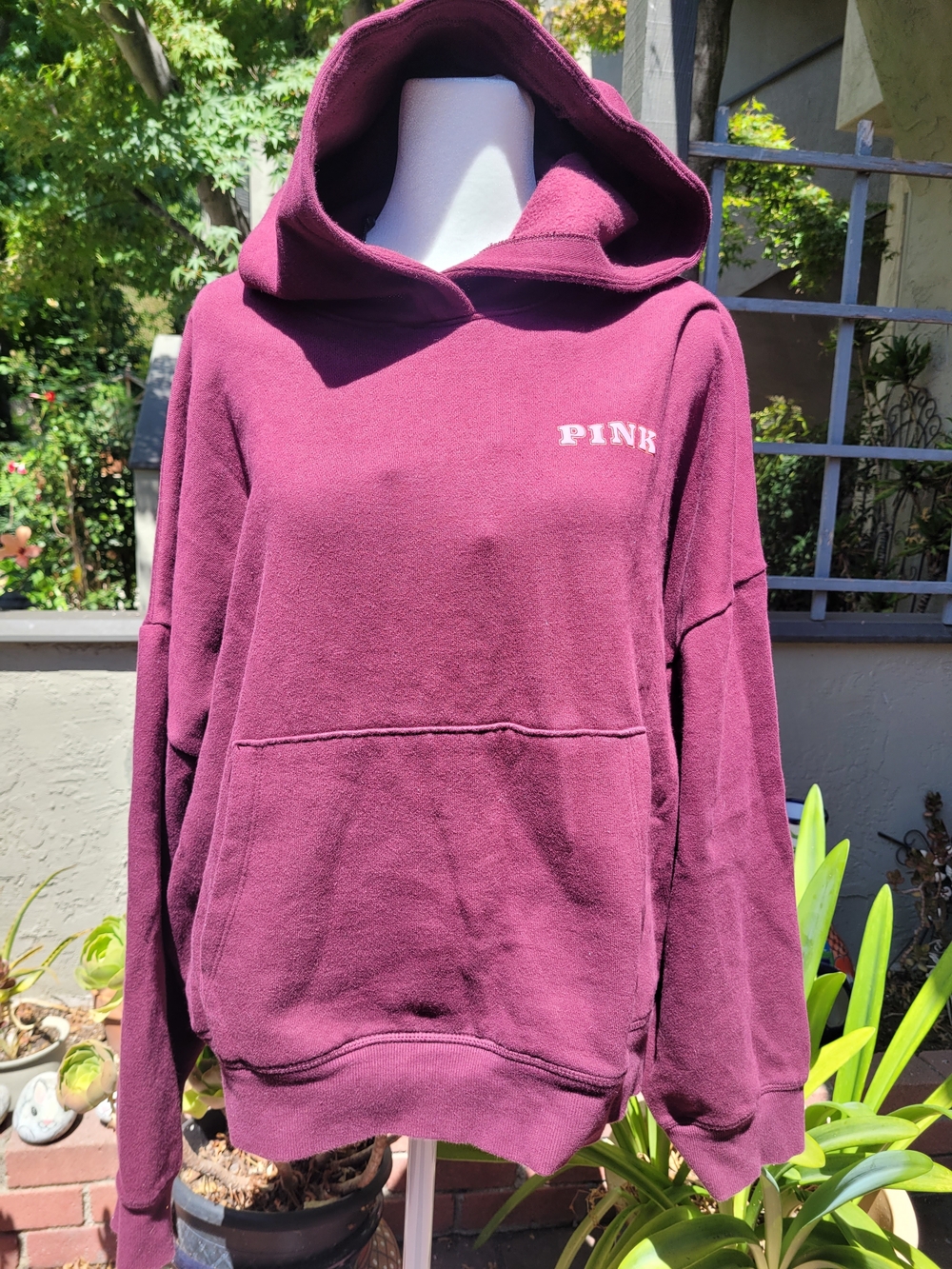 VINTAGE PINK Victoria's Secret Plum Hooded Pullover Sweatshirt